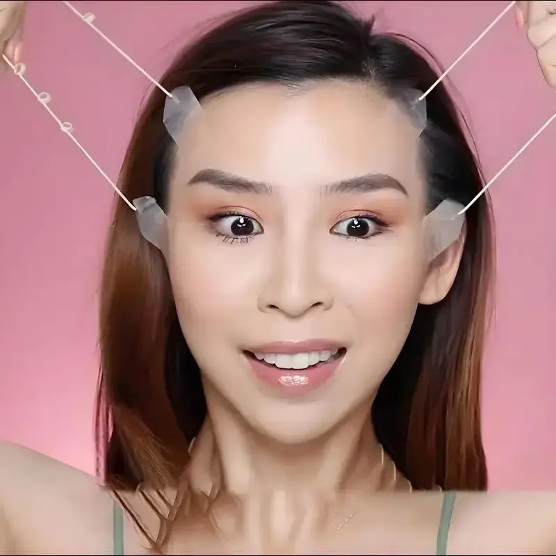 Facial Tape and Bandage Set, 18 Invisible Facial Tapes with 4 Adjustable Straps, Reusable, Fragrance-Free, for Neck, Jaw, Chin