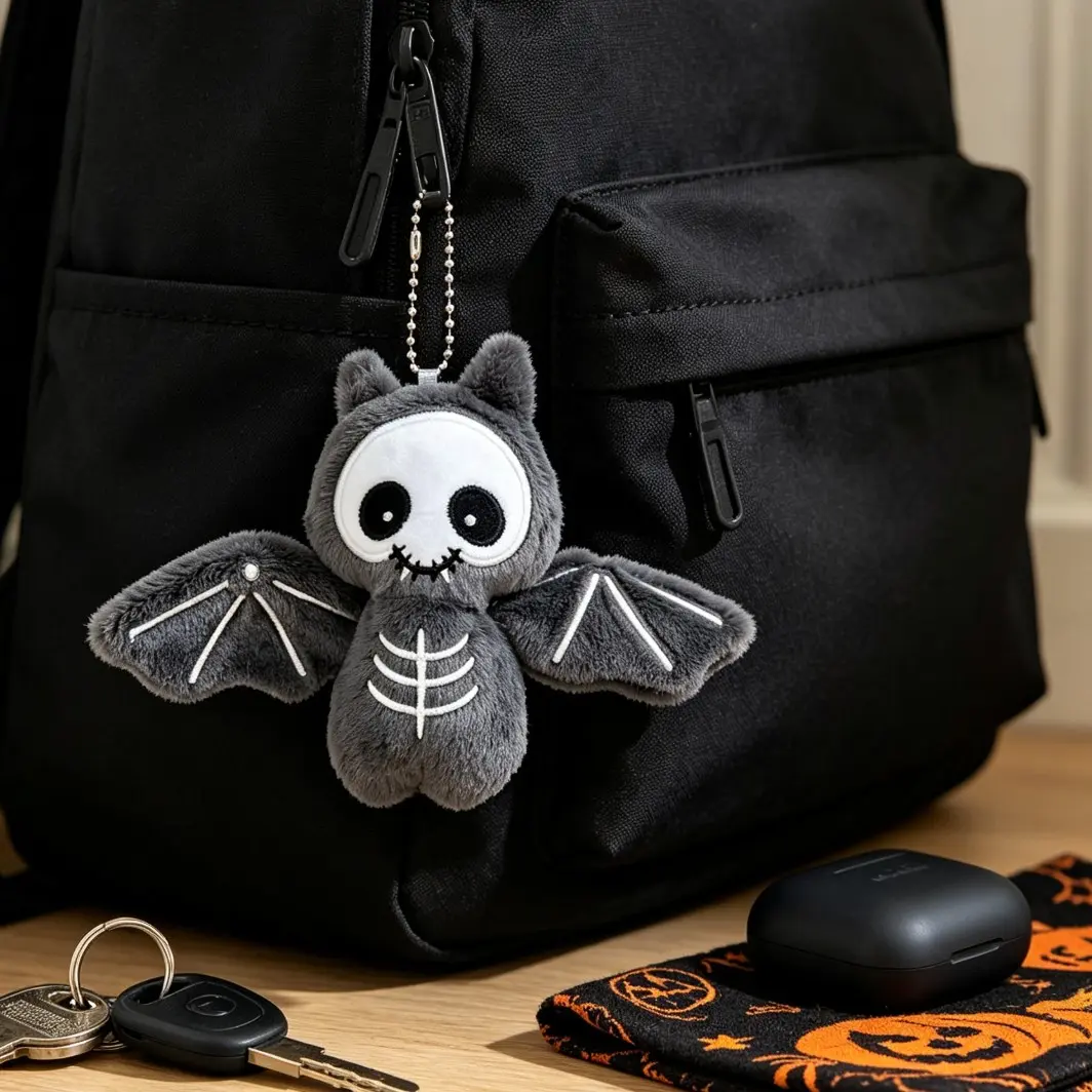 1pc Halloween Cartoon Devil Bat Plush Toy, back-to-school gift，Soft Huggable, Cute Stuffed Animal, Backpack Keychain, Fun Halloween Accessory, Perfect Gift Idea