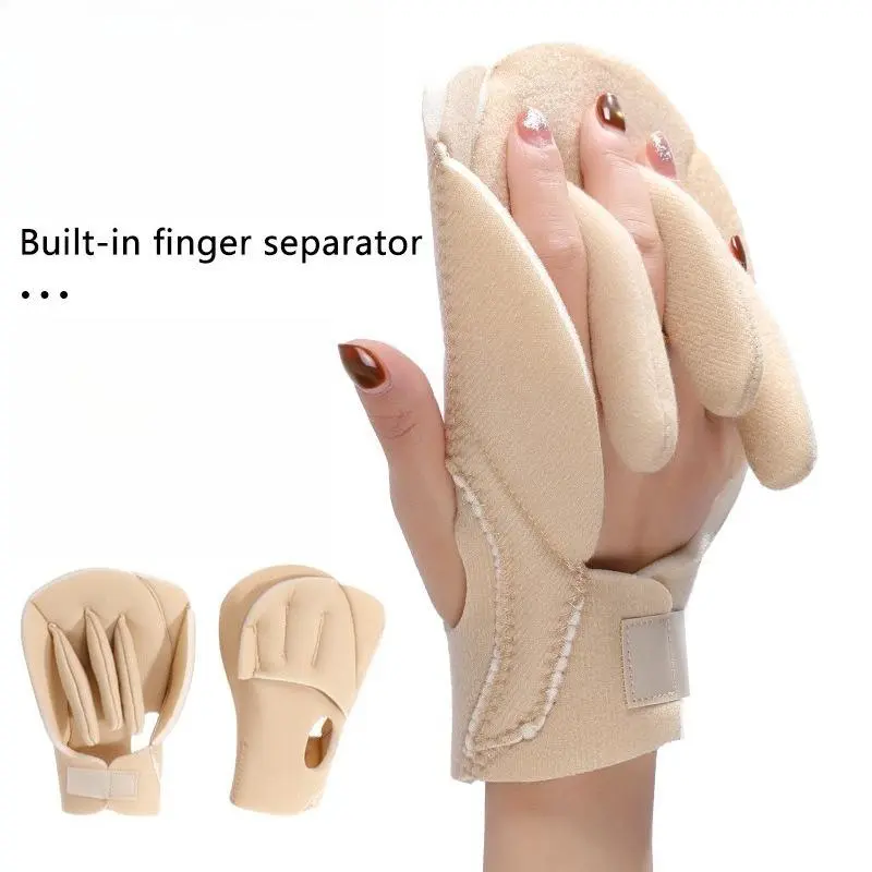 Finger Separation Hand Brace, Built-in Finger Divider Hand Support Brace for Finger Straightening