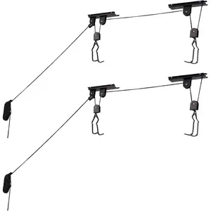 Bike Hanger - Overhead Hoist Pulley System with 100lb Capacity for Bicycles or Ladders - Secure Garage Ceiling Storage