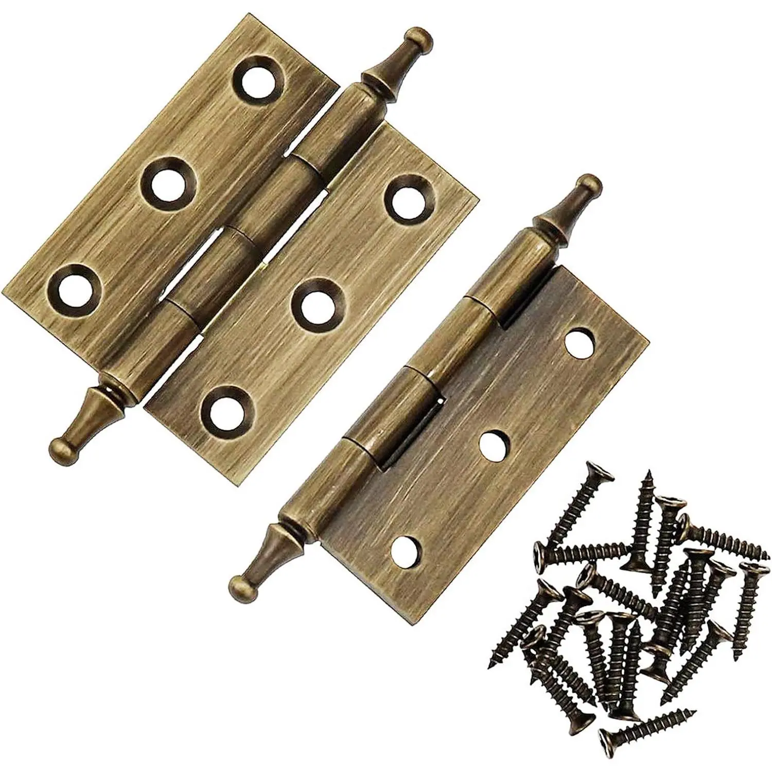 Folding  Hinges, 2 Inch Antique Bronze, 2 count | Brass Cabinet Hinges, Ball Finials, 2.95 Inch Shaft, 1.97x1.54 Inch Plate, For Drawers Wardrobes Boxes