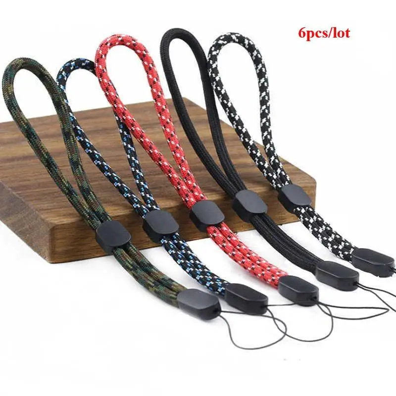 6pcs Universal Adjustable Short Mobile Phone Wrist Straps USB Key Lanyard Walkie Talkie Hand Strap Rope Audio Anti-lost Lanyard