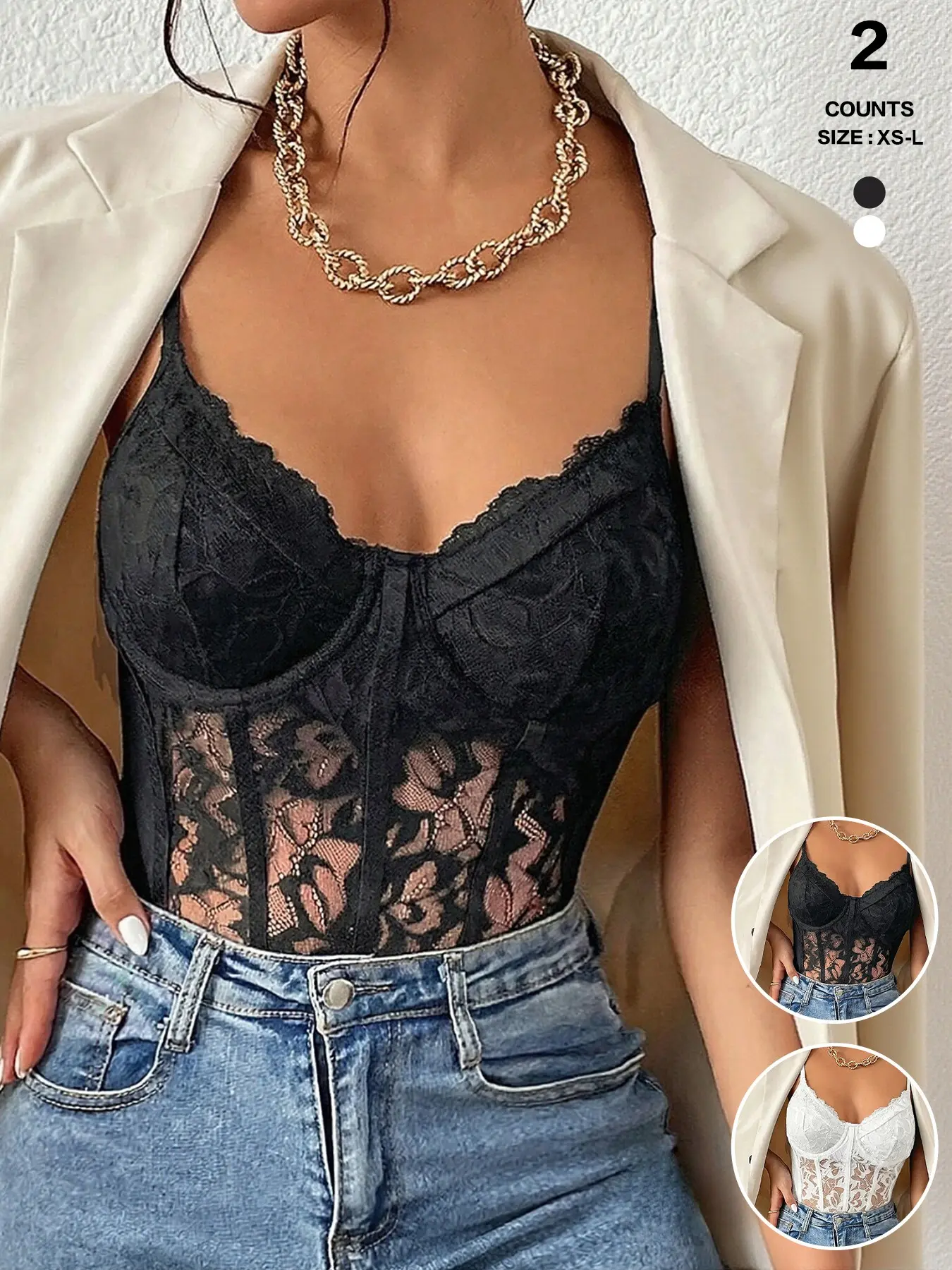 Women's Scalloped Floral Lace Shapewear Bodysuit, Underwire Bust Support, Adjustable Straps, Elegant Hourglass Lingerie for Parties