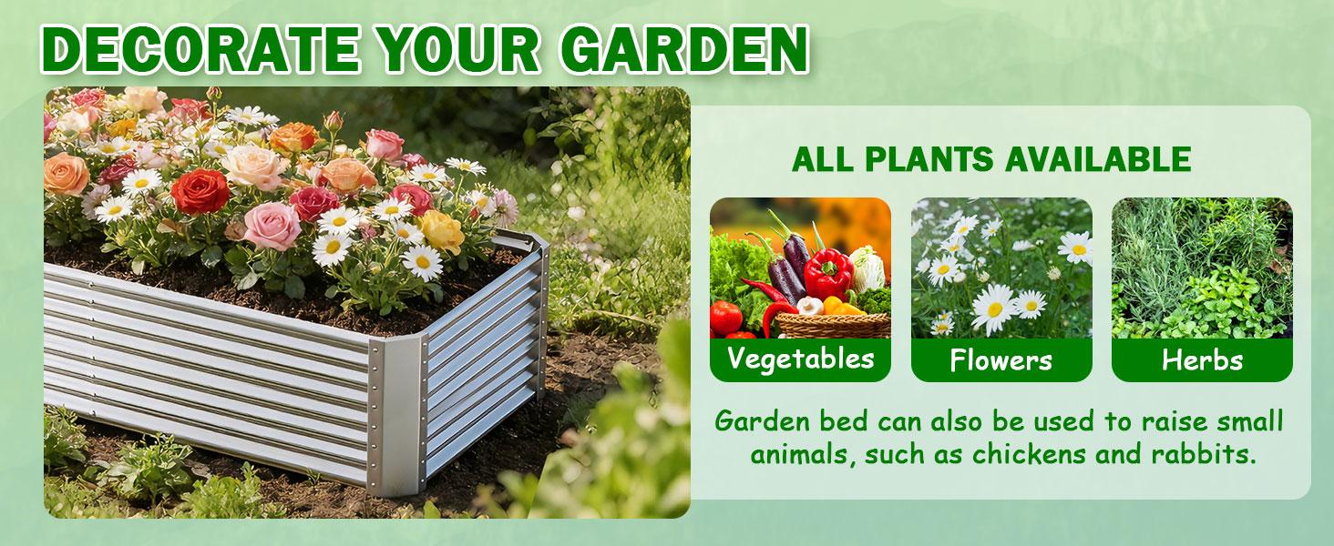 Galvanized Raised Garden Bed Kit Outdoor Patio,6x3x2ft Large Rectangular Metal Planter Boxes,Deep Root Box Planter for Gardening, Vegetables, Flowers, Herbs, 1 Pack, Silver