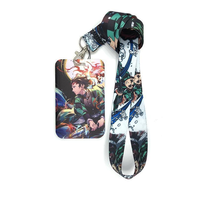 Anime Demon Slayer Print Keychain Ribbon Lanyards for Keys ID Card Phone Straps Hanging Rope Lariat Students Badge Pass Holder