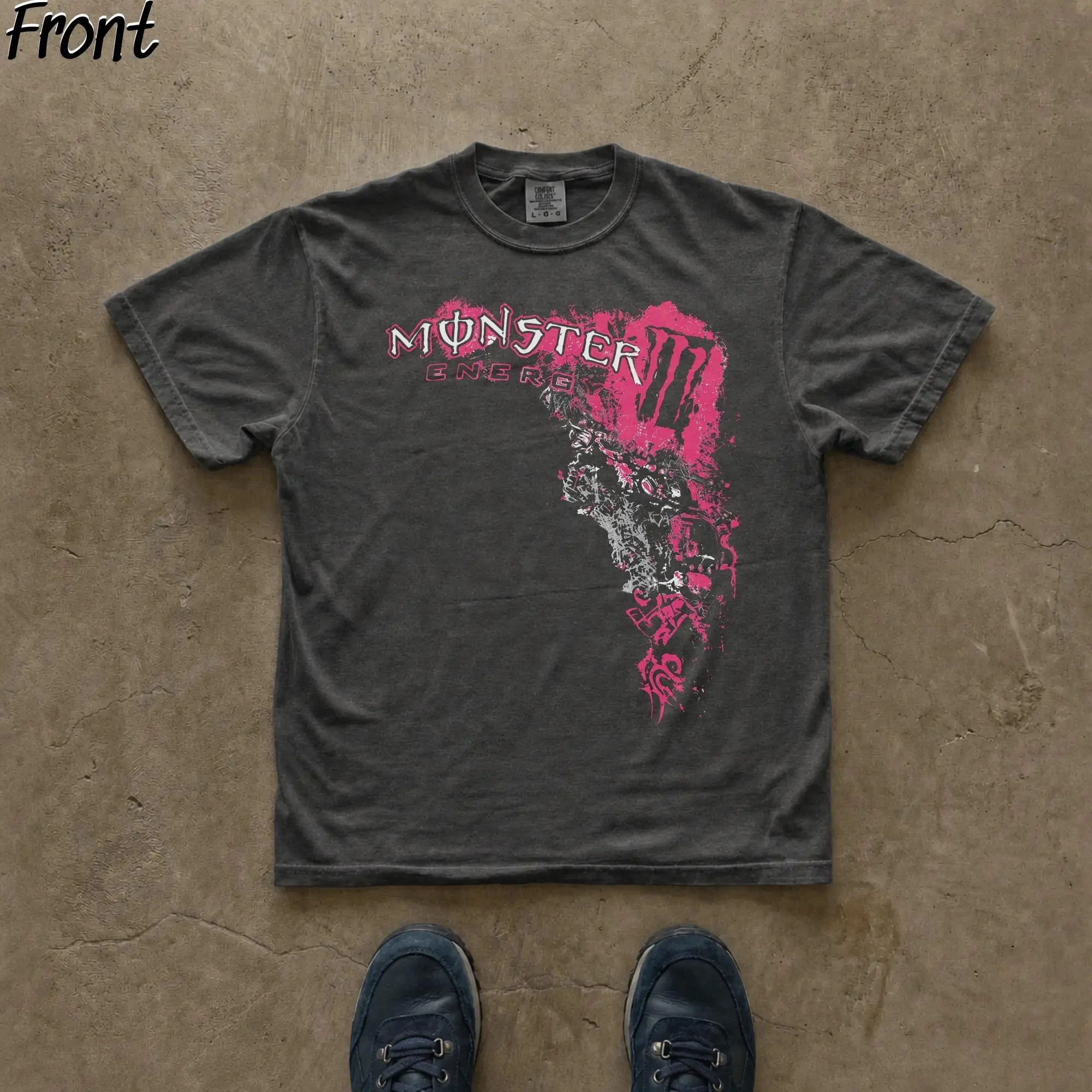 Vintage Monster Energy with Pink Accents Graphic Tee, Monster Energy Merch, Energy Drink Shirt, Unleash The Beast, Y2K Grunge Gothic Tees, Y2K Emo Scene Amity Affliction Style, 100% Cotton Lightweight Shortsleeve, Streetwear Vibes