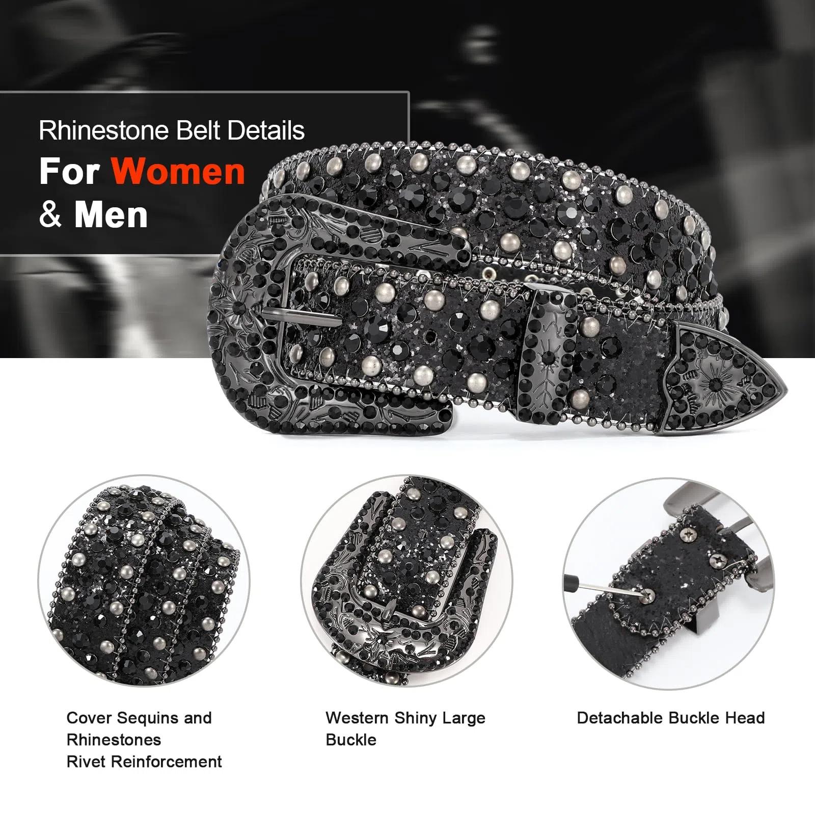 XZQTIVE Rhinestone Belt for Men and Women - Perfect for Jeans, Dresses, Western Cowgirl Cowboy Style, Studded with Glitter and Sequin Strap Belt, a Fashionable Accessory for All Occasions SpringStatements