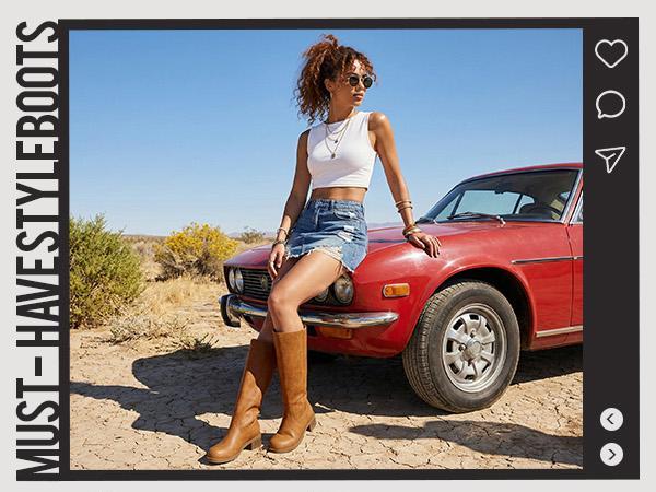 Women's Knee High Boots Square Toe Chunky Block Riding Tall Boots for Women Low Heel