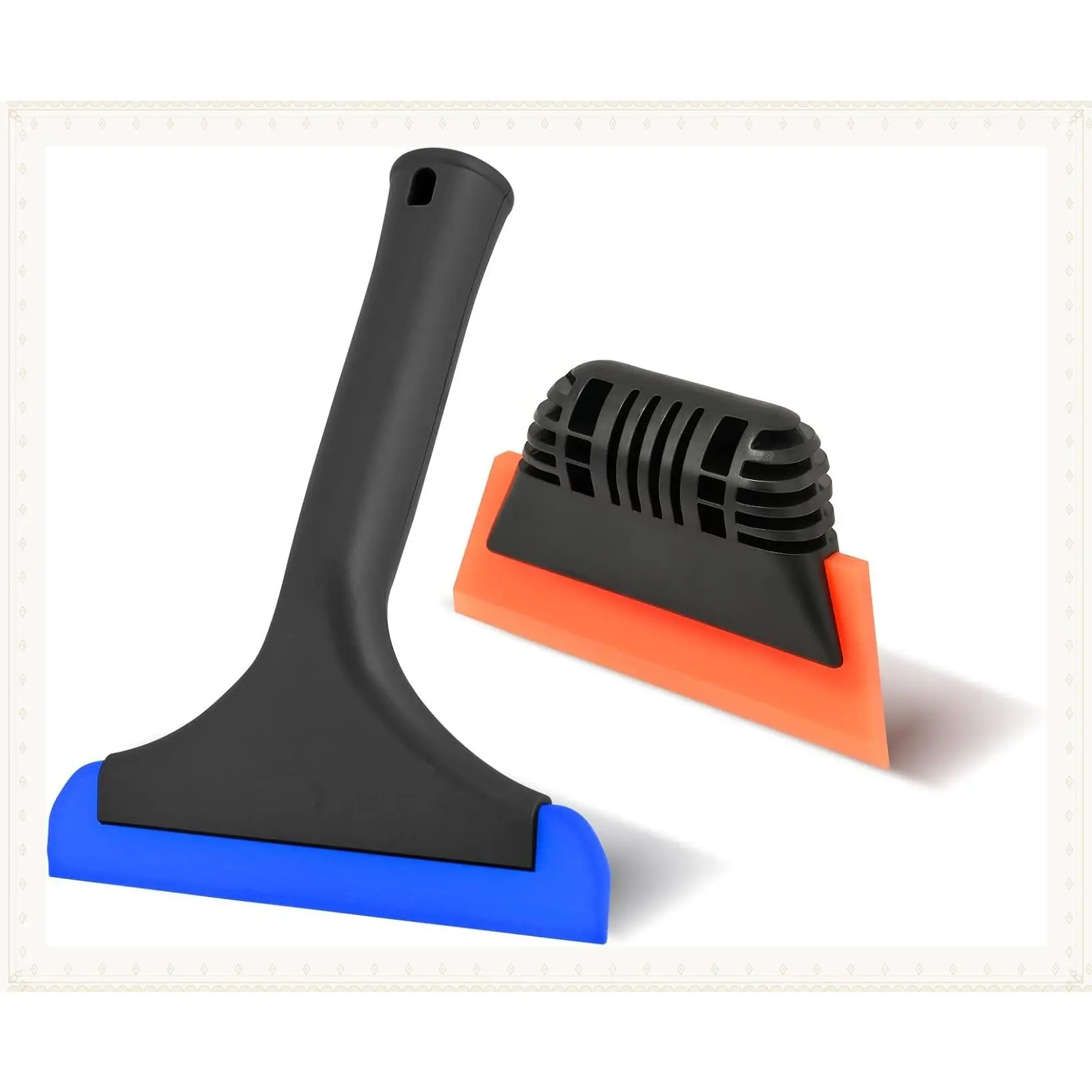 6-Inch / 5-Inch Silicone Squeegee Rubber Water Blade for Car Windshield, Window, Mirror, Glass Door & Shower – Ice Snow Scraper Tool (Blue and Orange)Gift