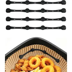 Air Fryer Magnets for Parchment Paper, 4Pcs Non-Segmented Design Air Fryer Accessories Locks Liner Magnet Silicone Buckle for Holding Down Disposable Safely, Prevent Covering Food＆Paper to Burn