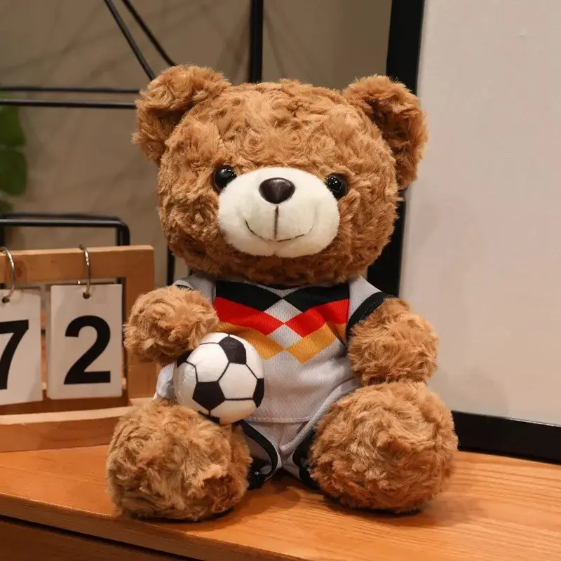 🏈 Teddy Bear Plush Football Plush Toy｜Soft Brown Stuffed Animal Cuddly Hugging Doll for Kids Birthday Christmas Gift