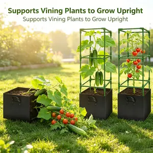 4Pcs Breathable Felt Grow Bags, Lightweight & Wear-Resistant Garden Planting Pots, Classic Style for Vegetables & Flowers, Indoor Outdoor Use (Stand Not Included) pots, raised garden beds ,garden accessories