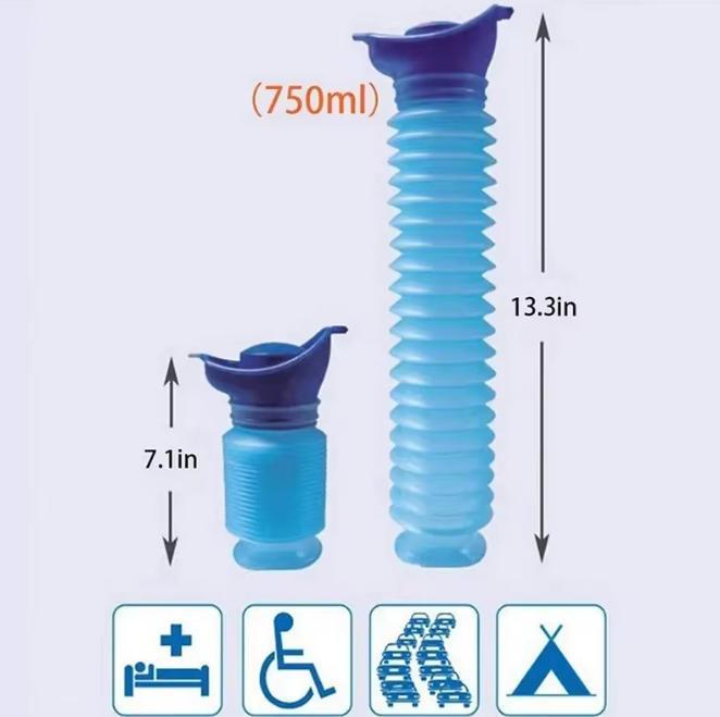 Urinal Car Urinal Bucket 750 ML Portable Reusable Shrinkable Standing Urine Leak Feature for Travel Camping Outdoor Use Adult Model 750ML