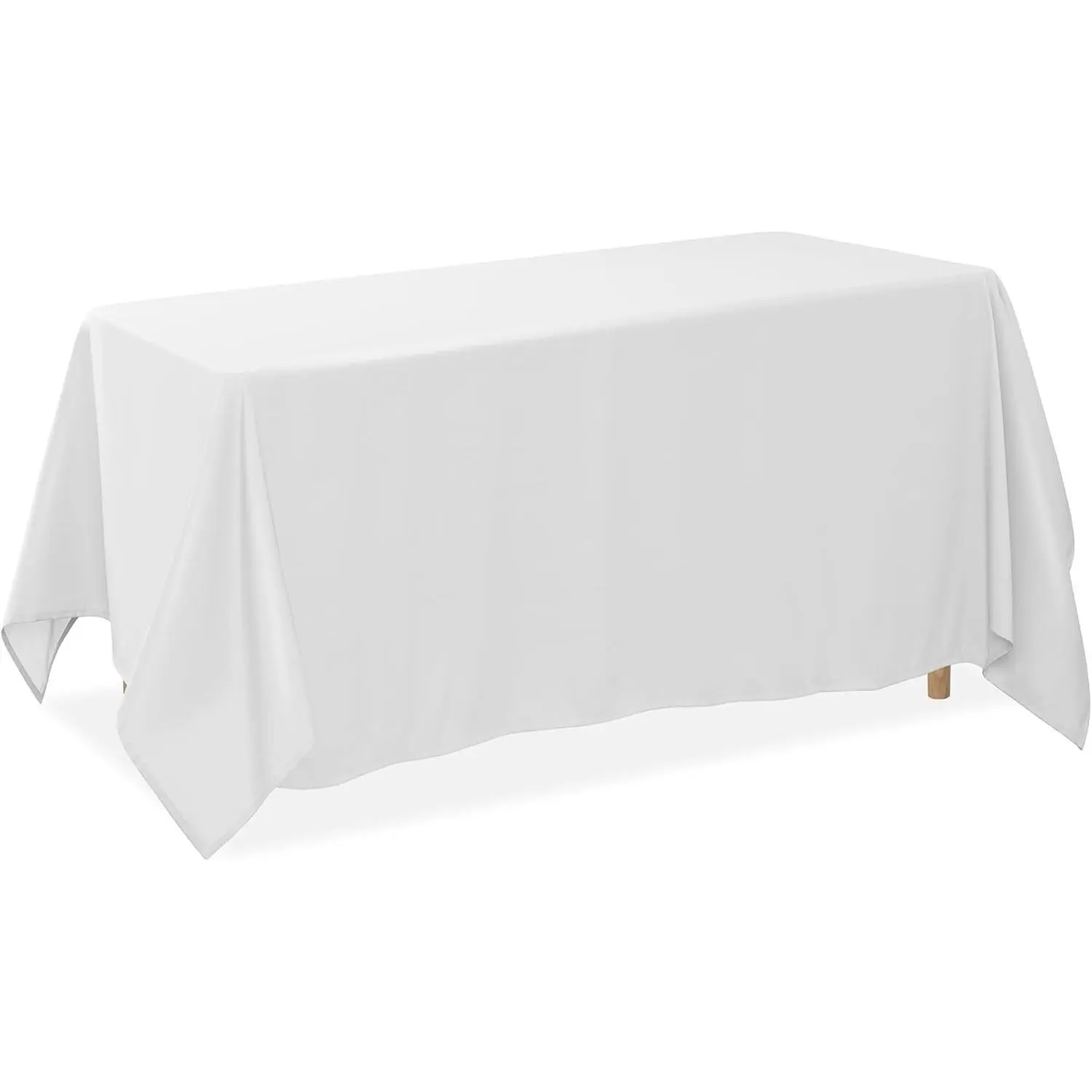 90 x 132 Inch Rectangular Tablecloth, Washable Polyester Fabric Table Cloth for Dining Tables, Parties, Restaurants, Weddings - White