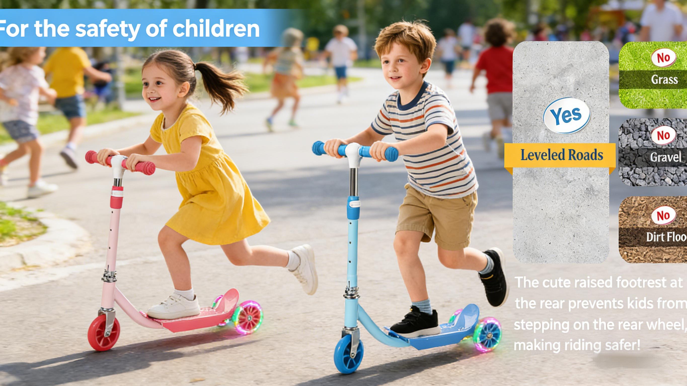 Kids Kick Scooter, Cool LED Light Up Scooter for Kids  3 Height Adjustable  Awesome Flash Wheels, Birthday gifts for boys and girls ,Outdoor sports are suitable for 3 4 5 6 7  years old.