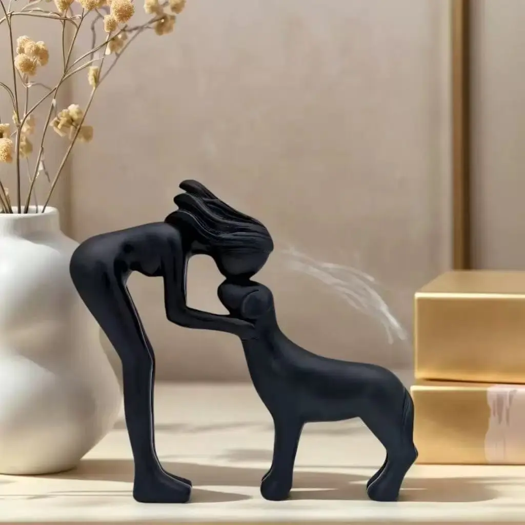 New Resin Craftsmanship Nordic Style Human and Dog Family Gift Decorative Statue Ornament, Unique Home Decoration Piece