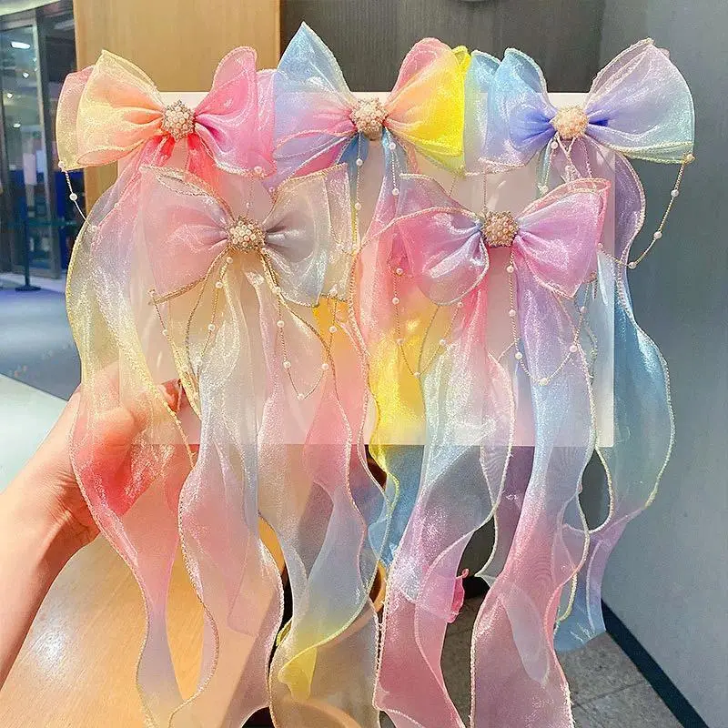 Children's hairbands, girls' rainbow bows, braided hair clips, headwear, princess ponytails, ribbons, hairpins