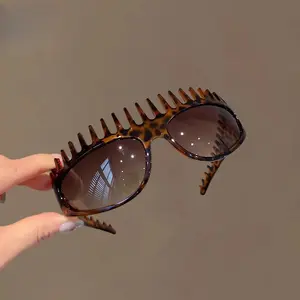 Women's 2-in-1 Acetate Tortoiseshell Sunglasses Headband, Fashionable Comb Style Hairband, Trendy Foldable Hair Accessory for Styling & Sun Protection