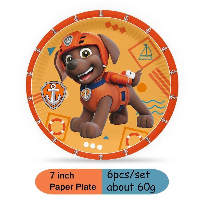 Zuma Paw Patrol Orange Birthday Decorations Cartoon Theme Kid Baby Shower Party Banner Balloon Plate Tablecloth Supplie Toy Gift