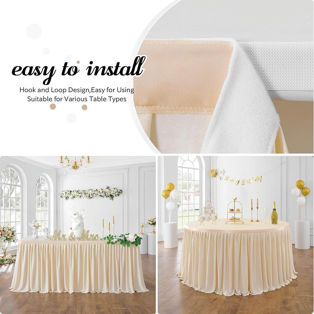 Rectangle Fitted Tablecloth Elastic Thick Spandex Table Pleated Skirt Wedding Event Birthday Cake Table Cover Hotel Exhibition