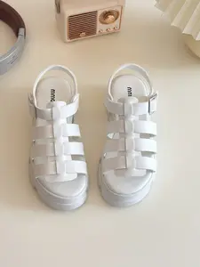Girls' Braided Roman Thick Sole Sandals, Sweet Cool Retro Style, Anti-Slip Soft Bottom Adjustable, Summer School/travel/daily Wear