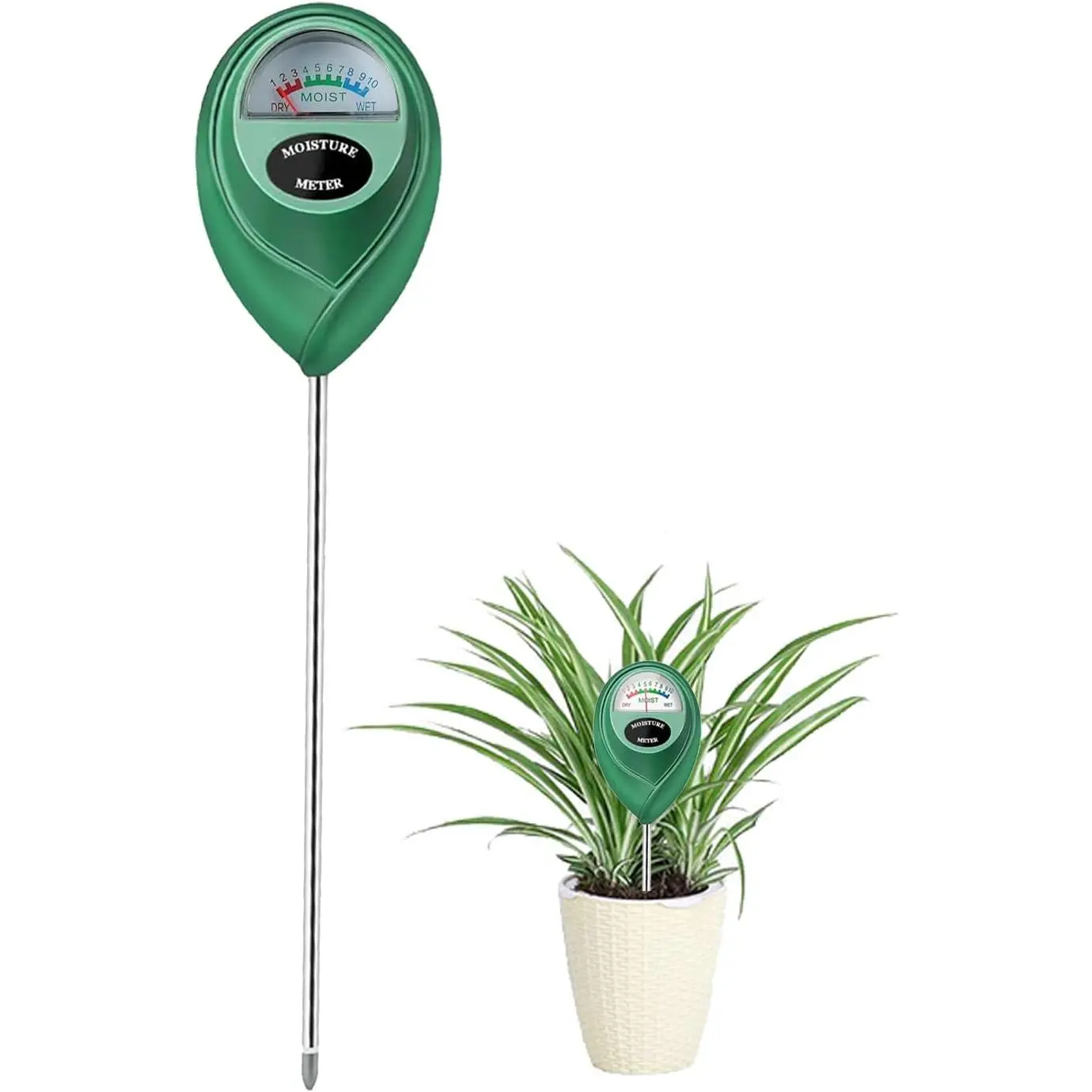 Soil Moisture Meter, Soil Moisture Monitor House Plants, Soil Hygrometer Moisture Sensor Indoor & Outdoor, Garden, Farm, Lawn Plant Care, No Battery Needed(Green)