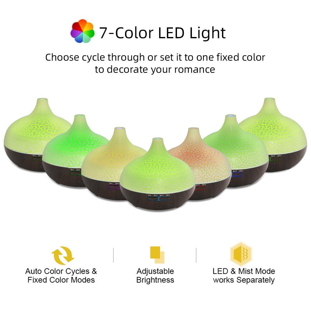 2 pieces Wood Grain Humidifier Diffuser 550ml Remote Control Quiet 12 Essential Oils