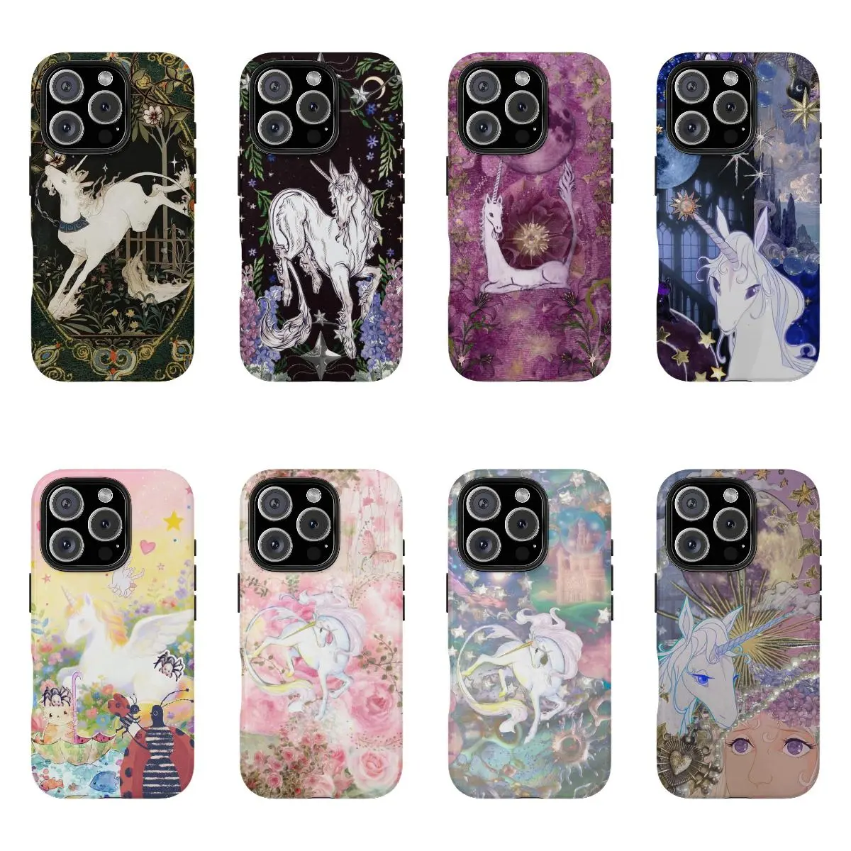 Y2K Fairycore Unicorn Phone Case, Vintage Dreamy Unicorn Floral Protective Cover, Compatible for iPhone 17Promax 16 15 14 13 12 11 and for Samsung S26-S21, Pastel Coquette Cottagecore Aesthetic Shockproof Cover, Trendy Fantasy Gift, Perfect Holiday Gift