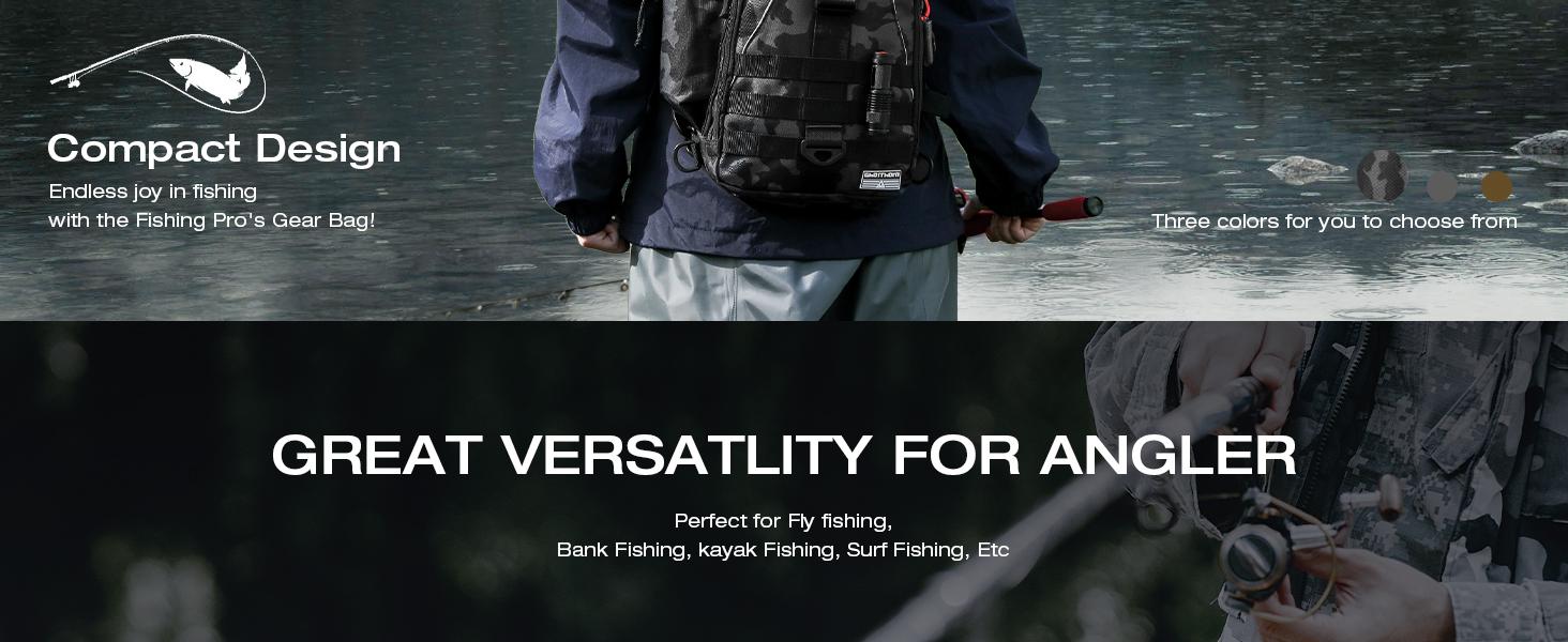 AGS Ghosthorn Fishing Backpack Tackle Sling Bag-Backpack with Rod Holder- Lightweight Tackle Box Fly Fishing Gifts for Men Women