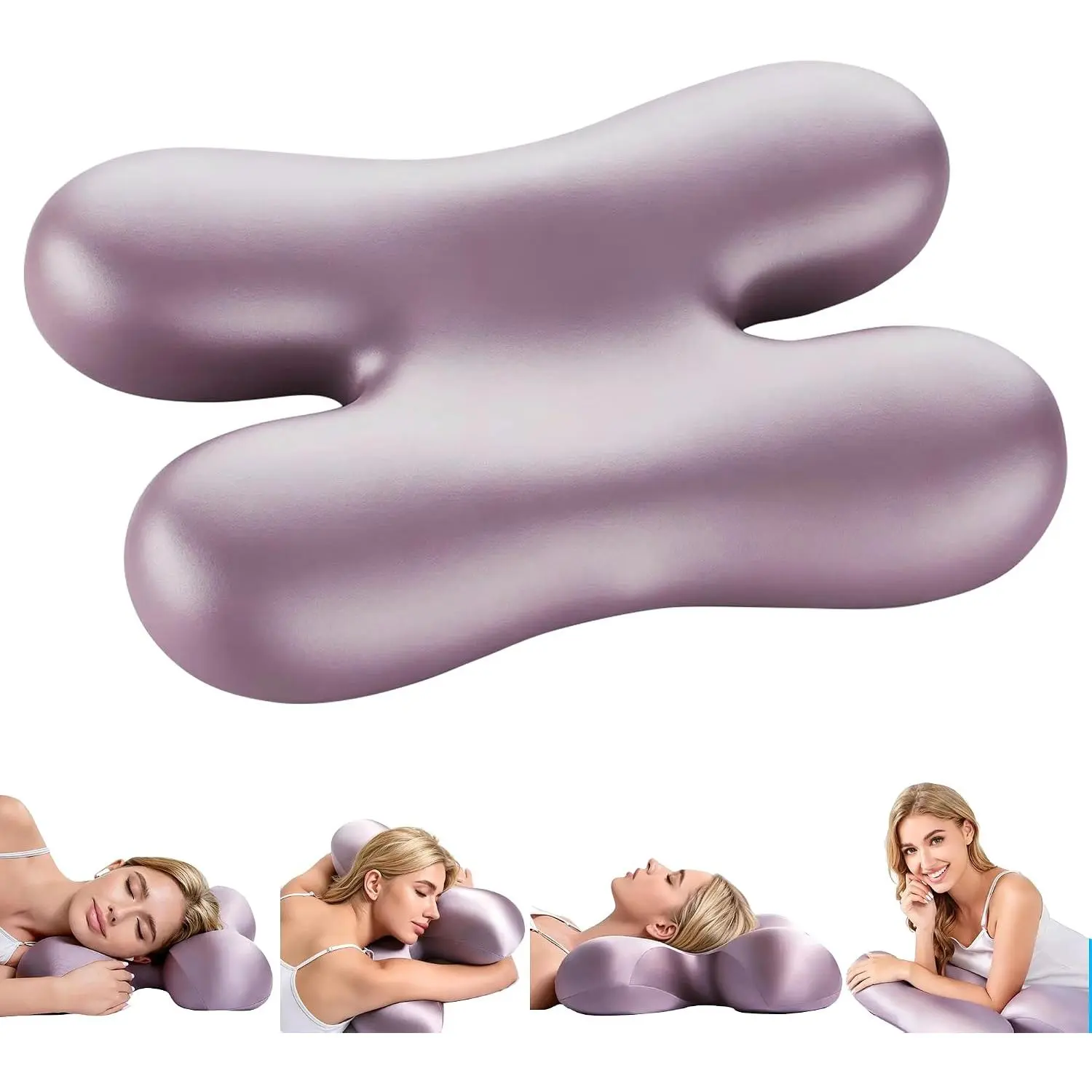 Side Sleeper Pillow for Anti Wrinkle,  | Memory  h-shaped with silky satin,  and  support for women, minimizes sleep lines for