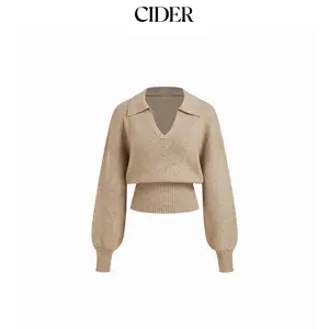 Cider Knit Collar Lantern Sleeve Top SummerFinds