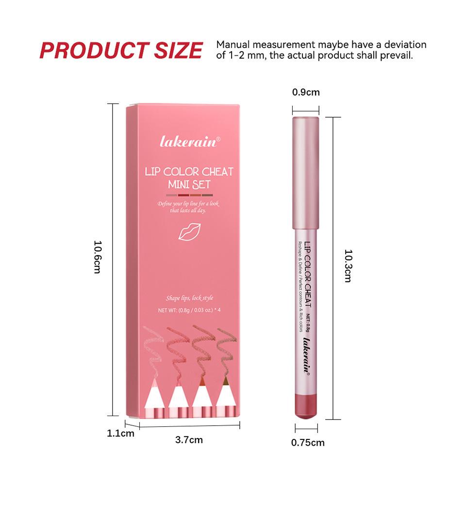 4Pcs Sculpting Matte Velvet Lip Liner Set,Smooth Creamy Texture,Waterproof And High Pigmented For Girls Daily Application Lip Makeup(1+2+3+4)