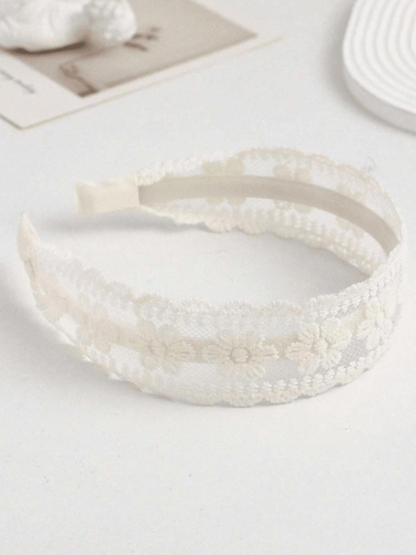 Women's Elegant Floral Embroidered Lace Headband, Vintage Wide Hairband, Fashionable Hair Accessories for Women & Girls