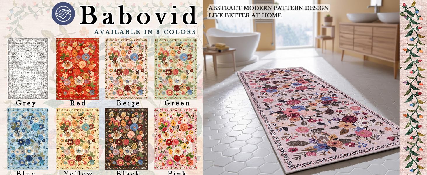 Pink Area Rug 4x6 Rug Washable Boho Rugs Non Slip Low Pile Floral Small Carpet for Bedroom, Bedside, Kids Room, Office, Dining Room(Light Pink, 4 x 6)