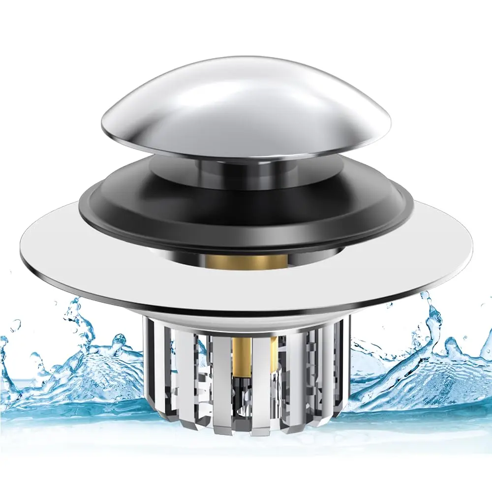 2 in 1 Bathtub Drain Stopper, 1/2 Counts Pop-up Tub Stopper with Effective Filter Basket, Anti-clogging Bathtub Drain Plug, Bath Tub Stoppers