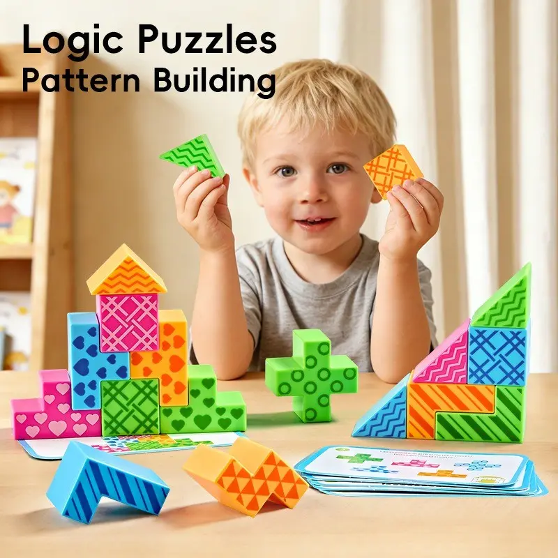 3D Building Block Puzzle Toy, DIY Assemble Stereo Jigsaw Brick Puzzle, Creative Construction Stacking Puzzle Blocks, Educational Gift for Kids