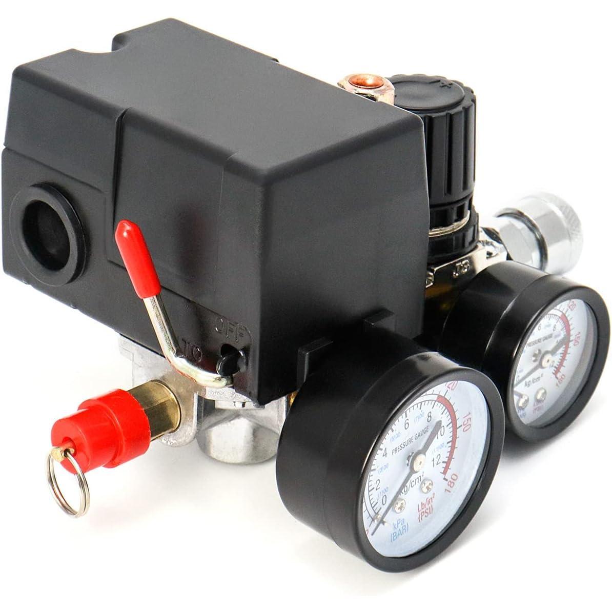 Air Compressor   Control Valve, 90-120PSI  Regulator with  Gauges Fittings Set