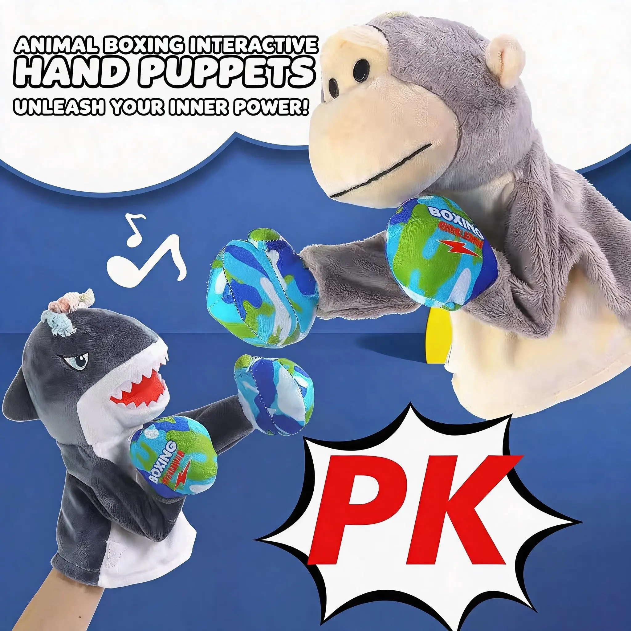 ✨Animal Boxing Hand Puppet With Sound Effect Plush Soft And Cuddly Interactive Fighting Toy Parent‑child Game Kids Favour Party Gift🔥