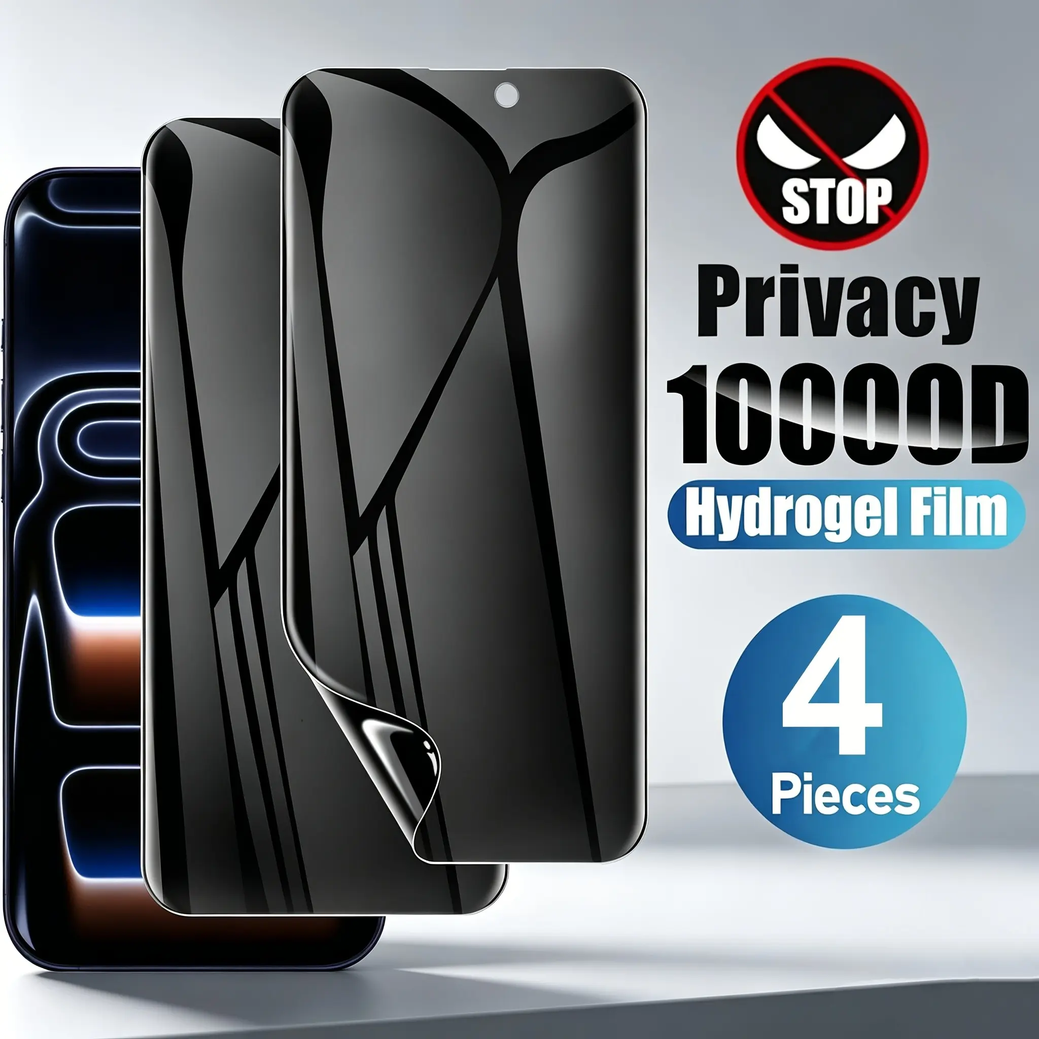 4 Pack Anti Spy Full Cover Soft Hydrogel Film For iPhone 17 Pro Max 17 Air 16 16e 15 14 13 12 11 16 Pro Max 15 Pro Max Plus Screen Protector For iPhone X XS XS Max XR Privacy Hydrogel Film (Not Glass)