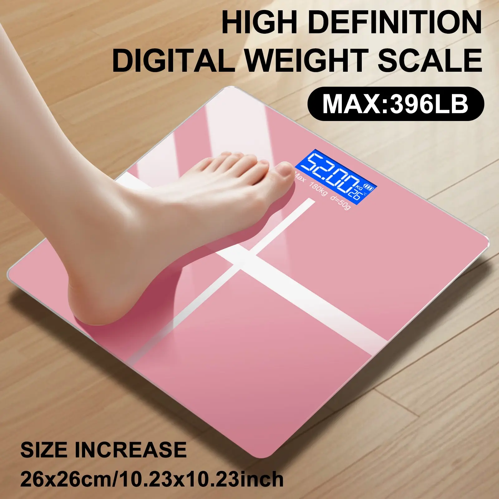 Kolzp High Precision, Precise Weight Measurement Digital Weight Scale, Weighing Scale, 180kg/396.8lb Capacity, Large LCD Display, Easy-To-Use Home Bathroom Scale, No Batteries Included