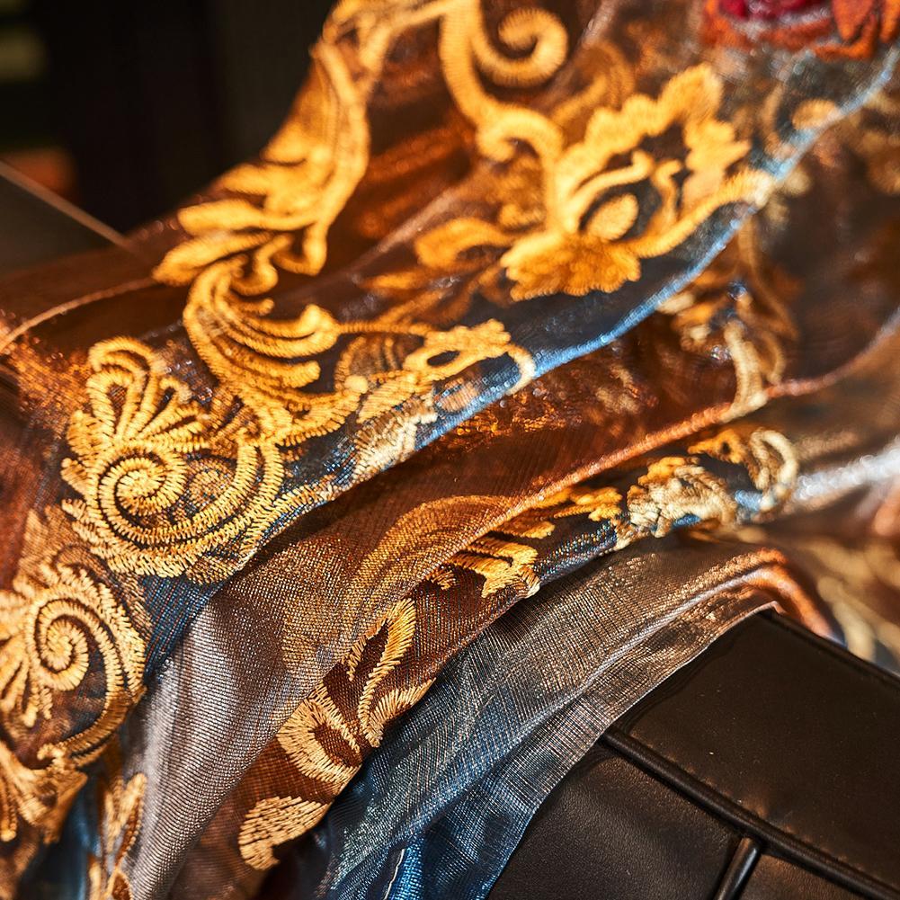 Vintage Floral Embroidered Curtain, 1 Count Retro Decorative Drapes, Suitable for Living Room or Bedroom Windows, Home Decoration Curtain