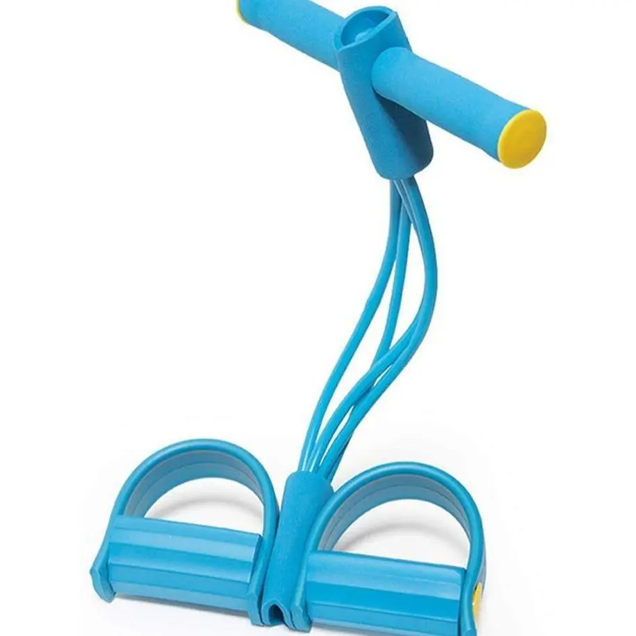 4-Tube Pedal Resistance Bands with Handles, Multi-Functional Household Fitness Elastic Tensioner for Yoga, Abdominal Strengthening, Sit-Up Assistance