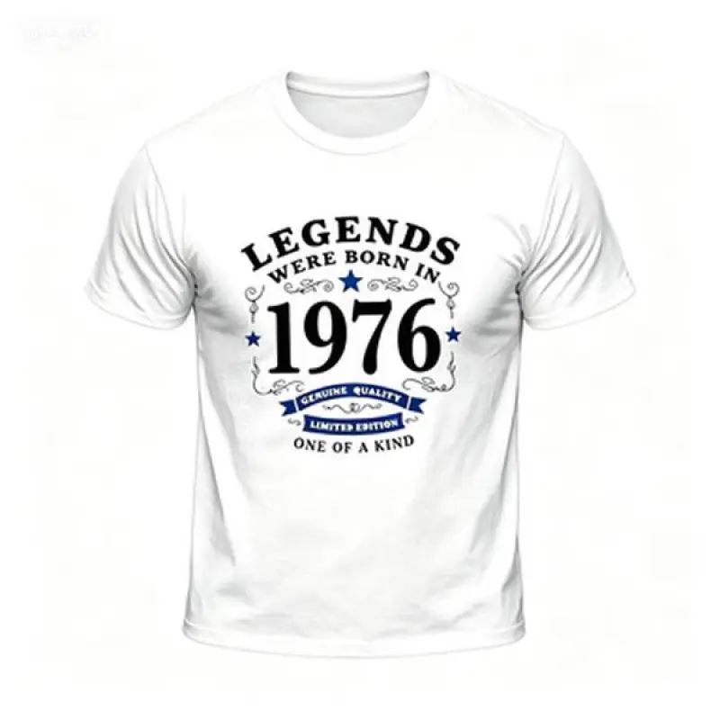 Men's Graphic T-Shirt, Vintage 1976 Print Short Sleeve Crewneck Top, Breathable & Lightweight for Casual Sports Wear, M, Male, Sporty Sports Tops