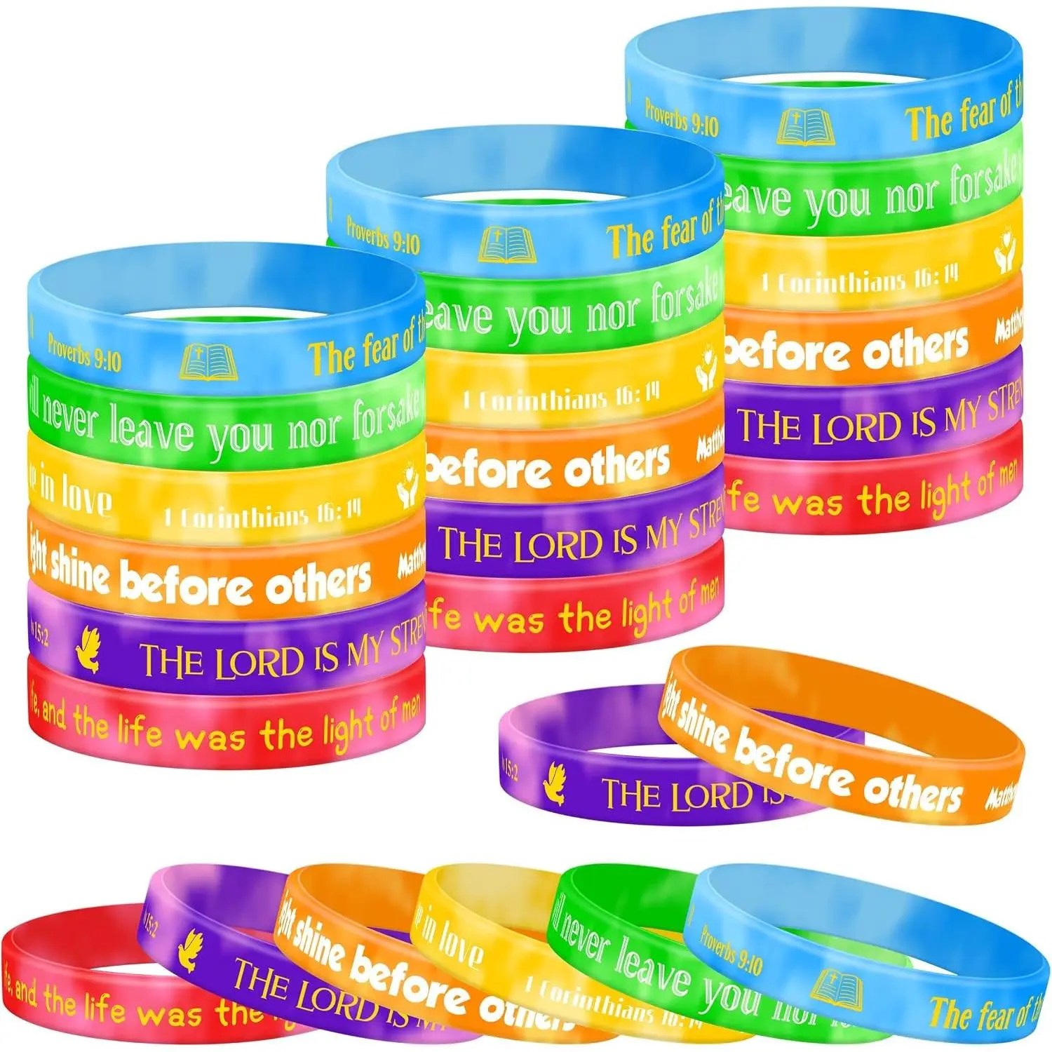 48 count  verse bracelets 6 styles Religious  wristband Motivational christian  bracelets for Men Women Party Church Supplies