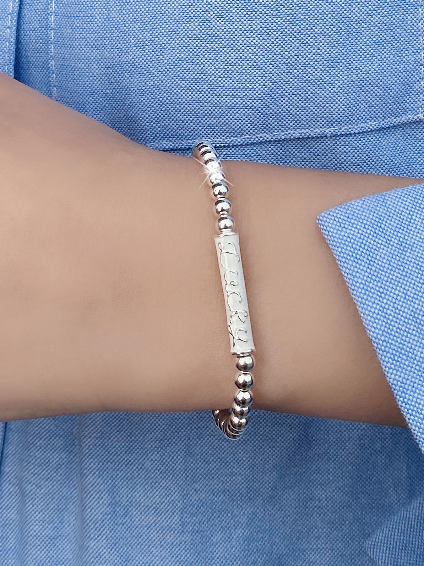 S925 Sterling Silver Beaded Bracelet, Fashionable Jewelry for Women & Girls, Trendy All-match & Exquisite Jewelry for Birthday Gift