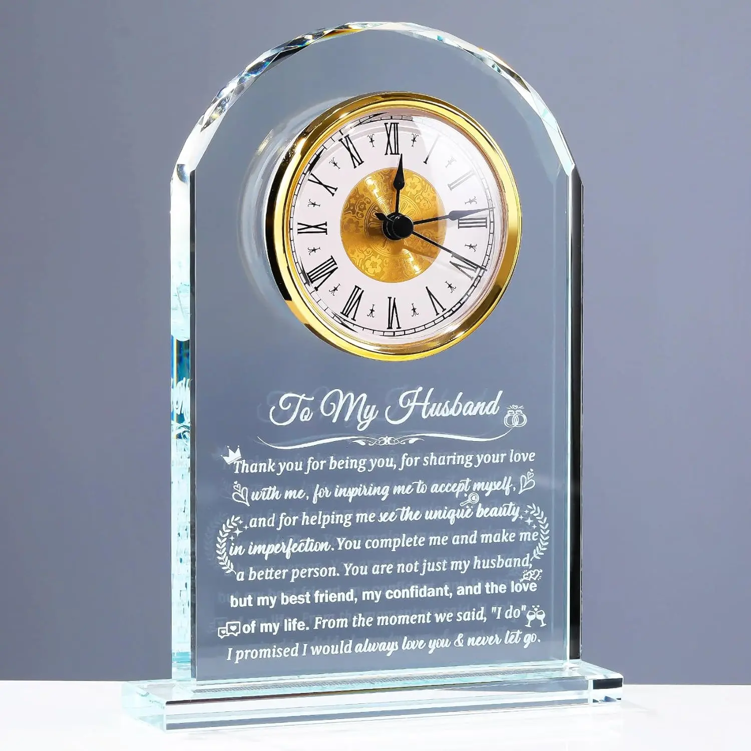 Arikyrist Gifts for Husband from Wife Romantic Anniversary Wedding Gift for Men Glass Clock to My Husband Birthday Ideas Crystal I Love You Keepsakes on Valentine's Fathers Day Christmas Home Decor