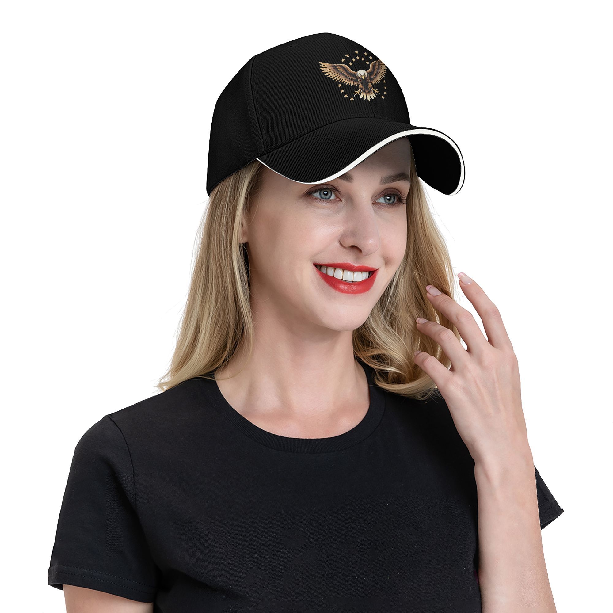 Campaignagle Emblem Fashion Hats - Classic Adjustable Stylish Trucker Snapback, Sunshade Brim Dad Hat, Black Sports Outdoor Cap, Unisex Hip Hop Look Accessory Gift for Teens' Gym Use, Premium Snapback