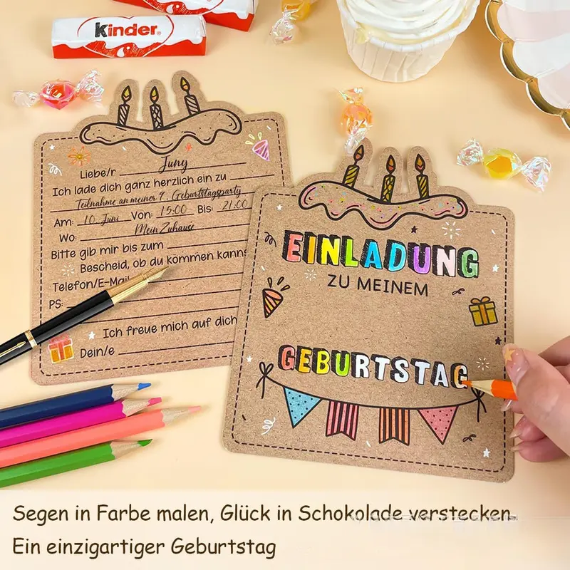 Creative Kraft Paper German Invitation Card Birthday Party Invitation DIY Invitation Card Greeting Card