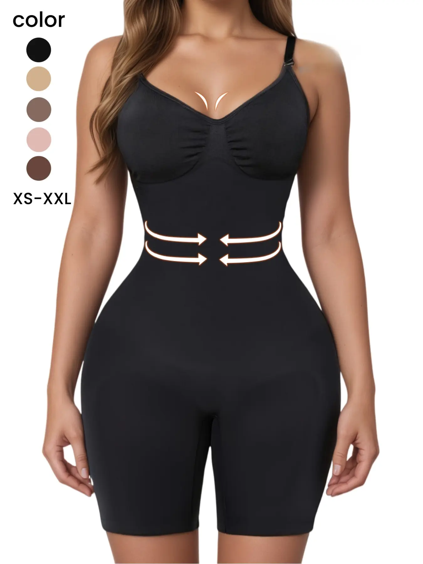 XS-XXL,Sexy Women's Seamless Vneck Shapewear Bodysuit, Butt Lifting & Slimming, Adjustable Straps, Leg shaping bottoms,Comfortable Fit for Yoga, Gym, Daily Wear,Under Any Clothes