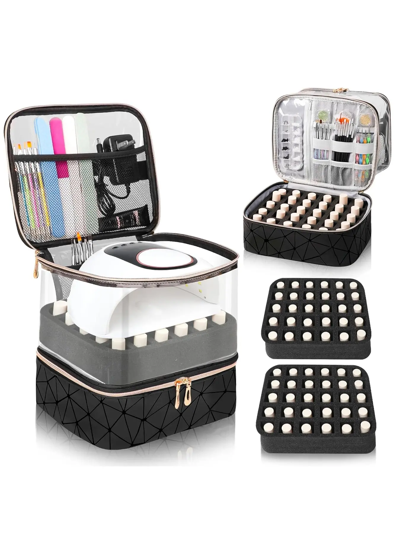 60-Compartment Transparent Nail Polish Bag, Holds Multiple Manicure Items, Convenient Handle for Easy Carry, Perfect Gift for Friends